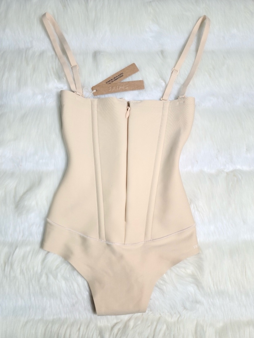 SKIMS Light Beige Bustier Bodysuit with Adjustable Straps
